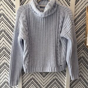 Hollister Light Gray Cable Knit Turtleneck Sweater